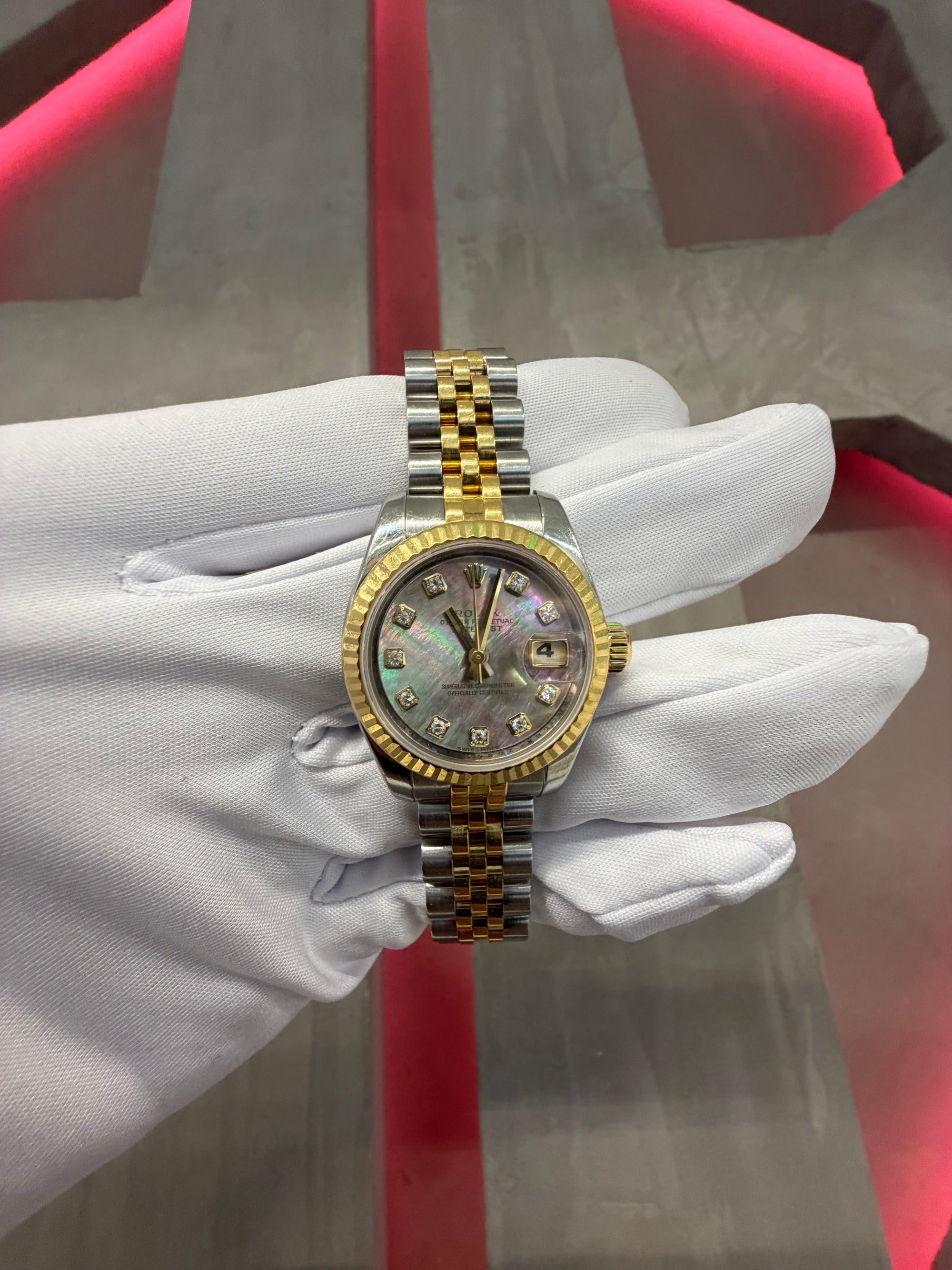 Rolex Date Just Tahitian MOP Dial on Jubilee 179173