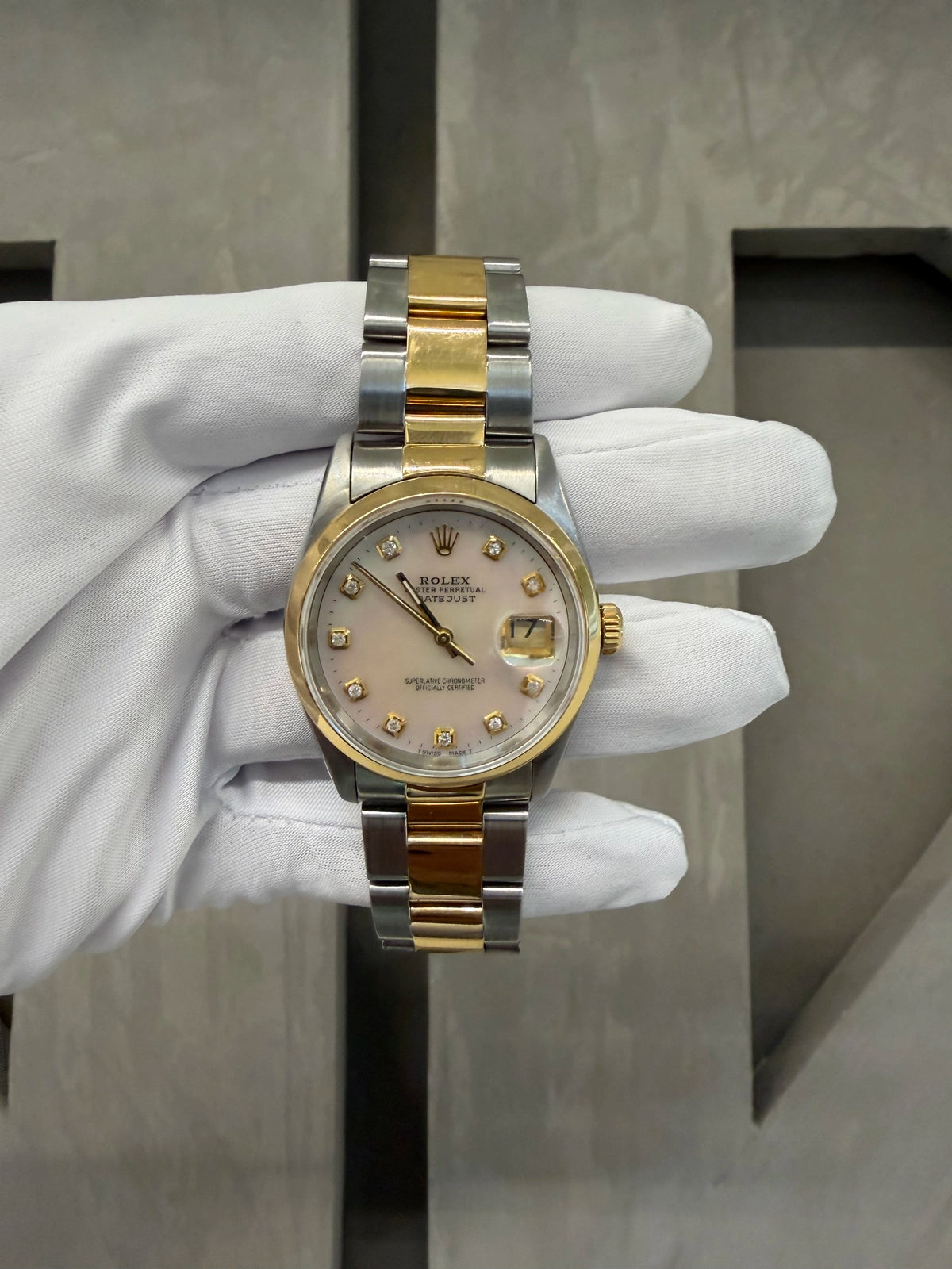 Rolex Date Just 36 MOP Dial on Oyster 16203