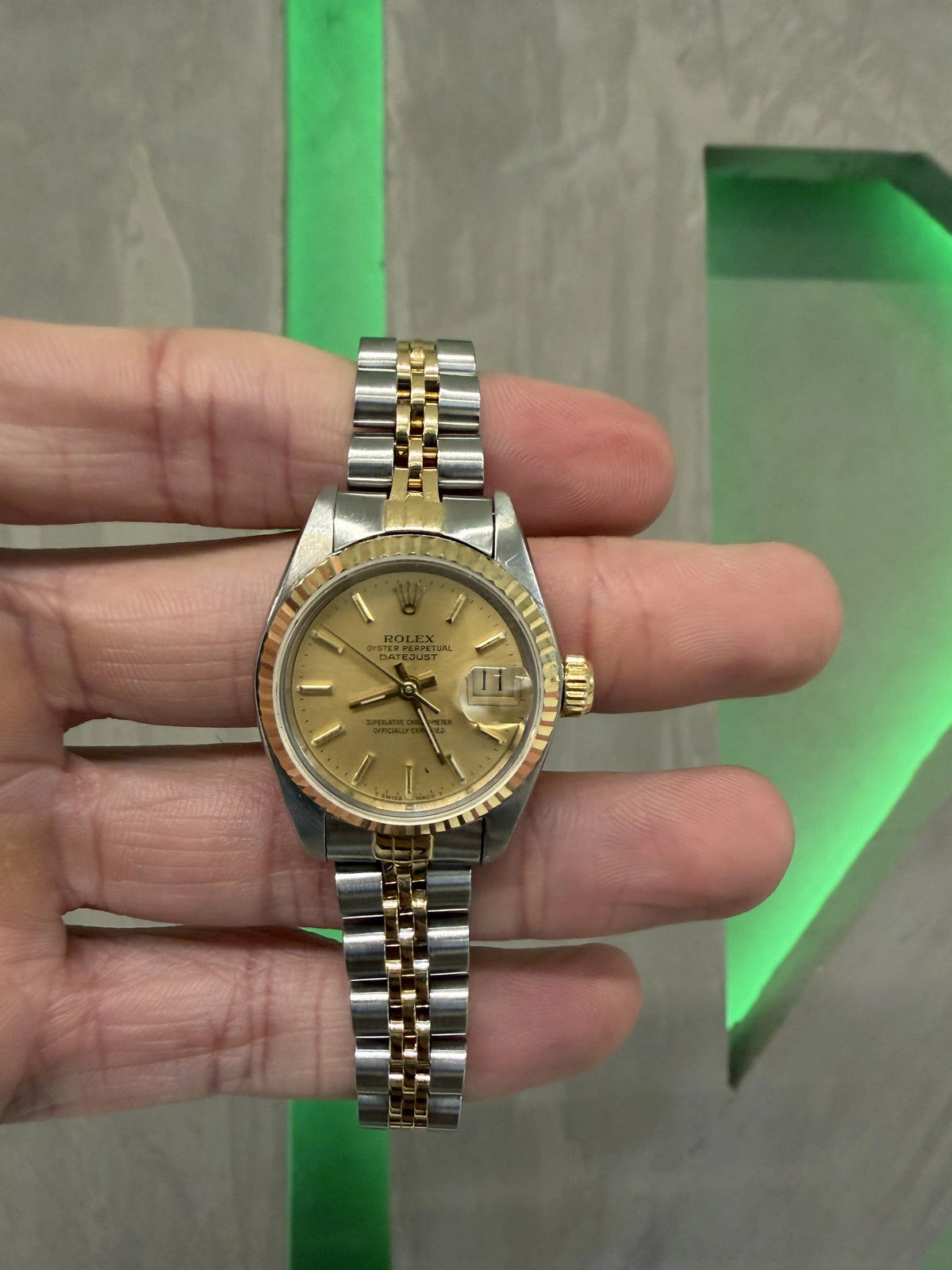 Rolex Datejust Lady Champagne Stick Dial on Jubilee 69173