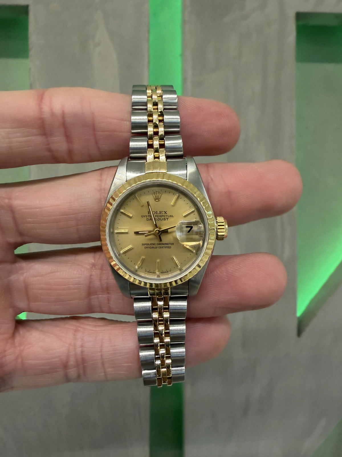 Rolex Datejust Lady Champagne Stick Dial on Jubilee 69173
