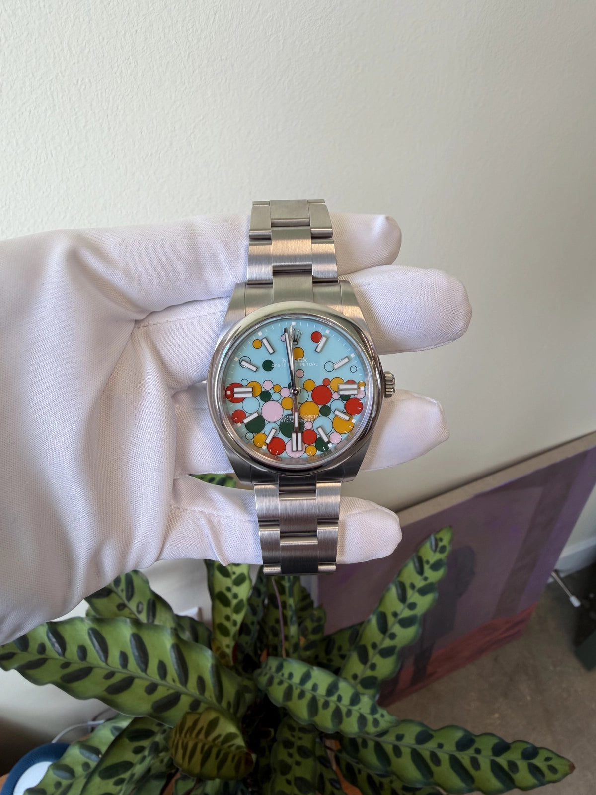 Rolex Oyster Perpetual 41 Turquoise Blue Index Dial on Oyster 124300 Complete