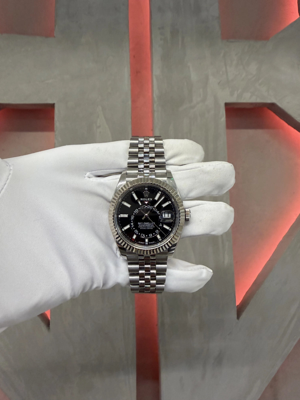 Rolex SkyDweller Black Index Dial on Jubilee 336934 Complete