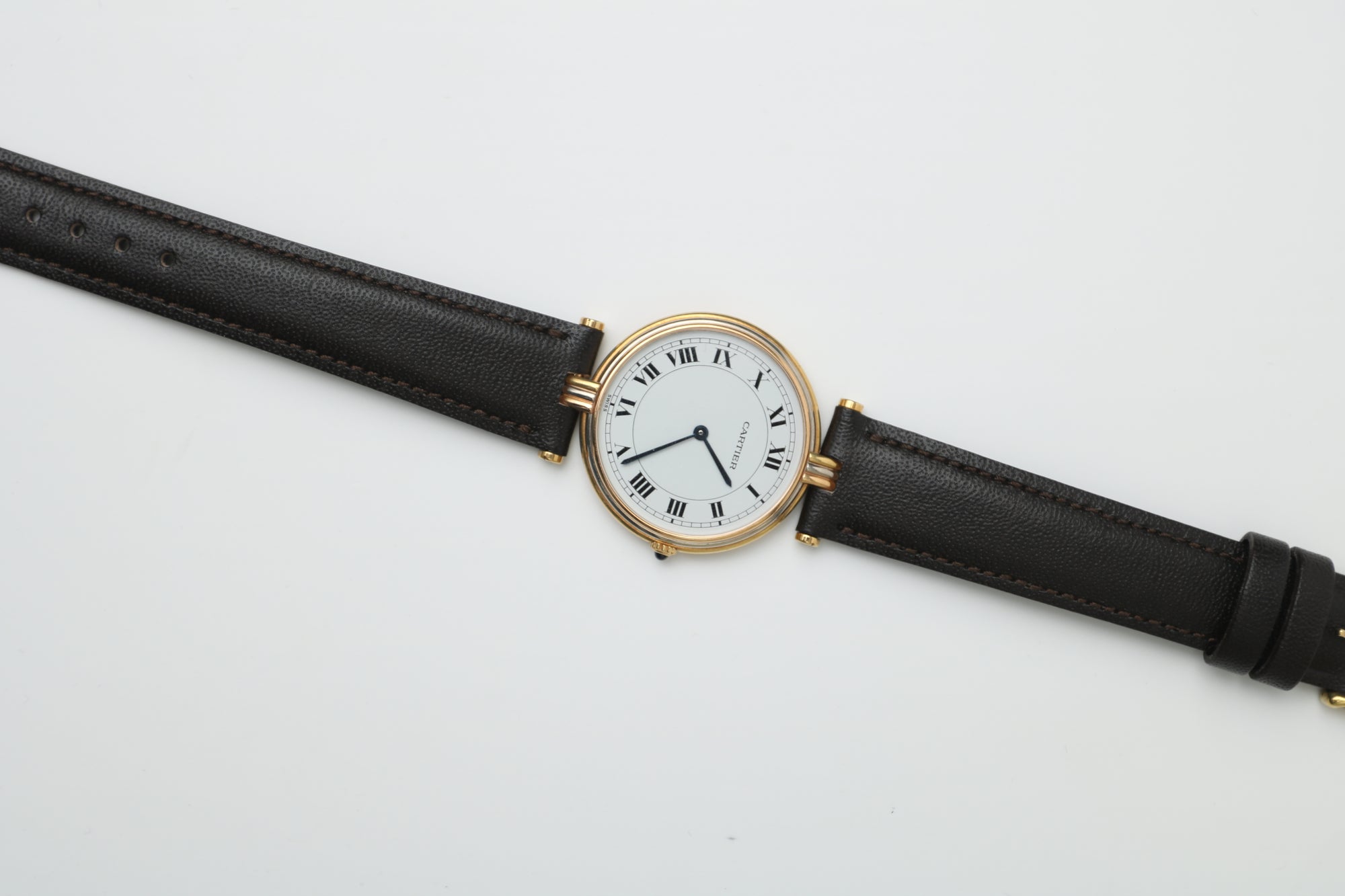 Cartier Trinity White roman "paris dial" Dial on Brown Leather