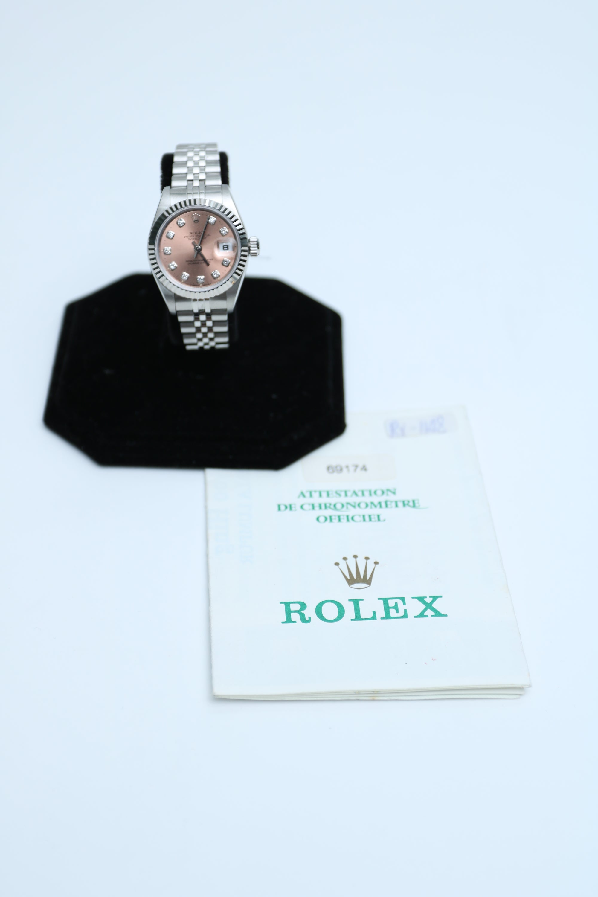 Rolex Datejust Salmon diamond Dial on jubilee 1 Papers