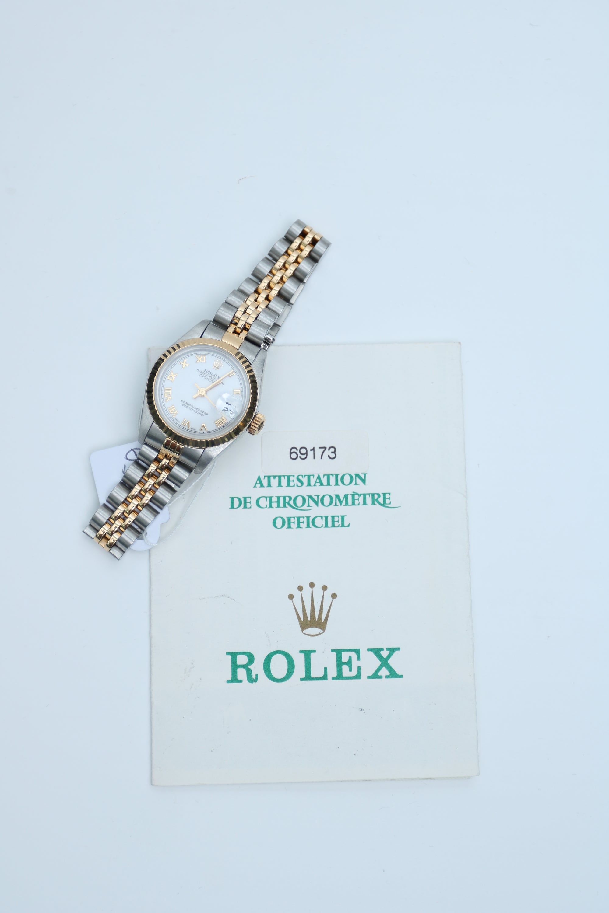 Rolex Datejust White roman Dial on jubilee 69173 Papers 1998