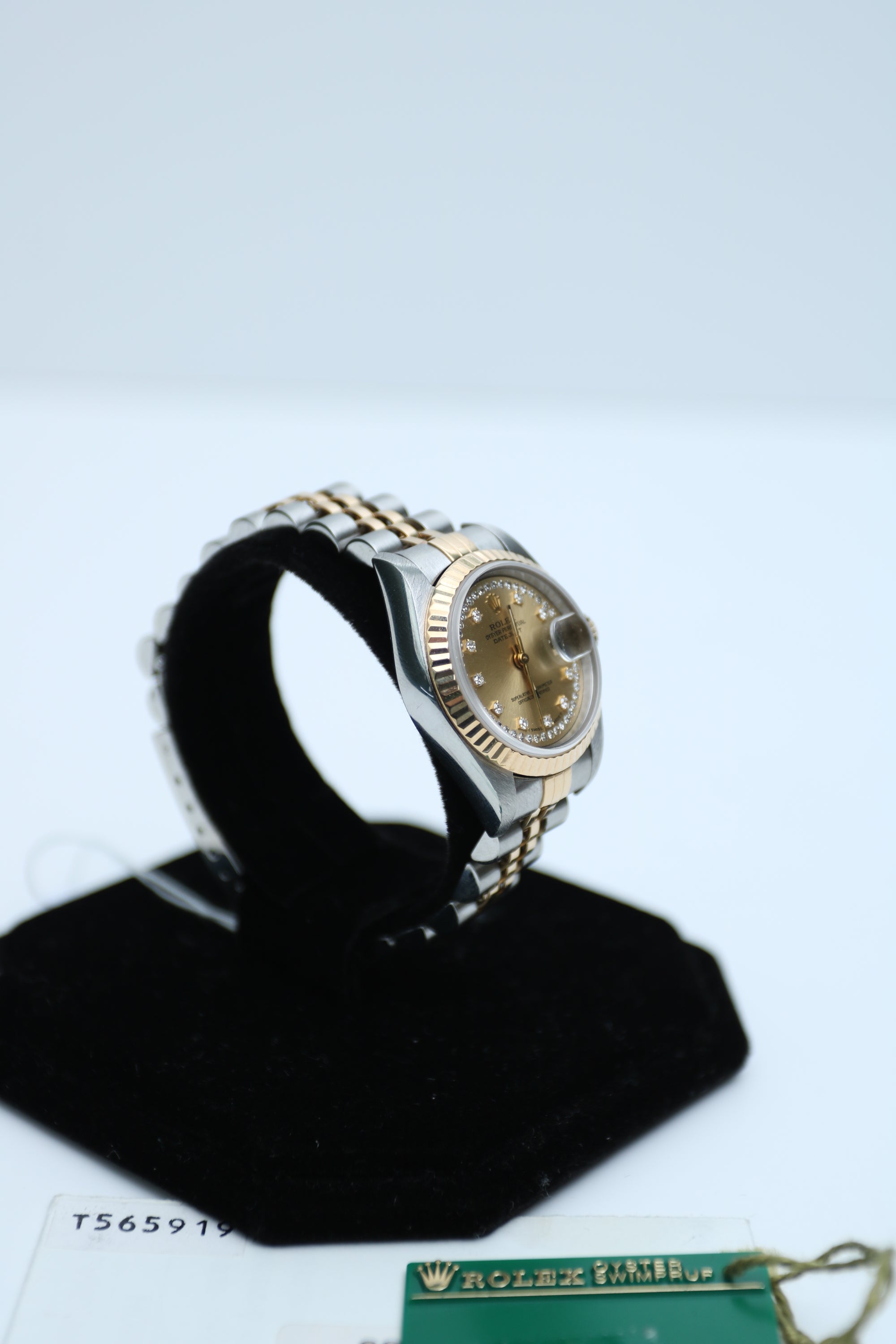 Rolex Datejust Champ diamond string Dial on jubilee 69173 Papers 1998