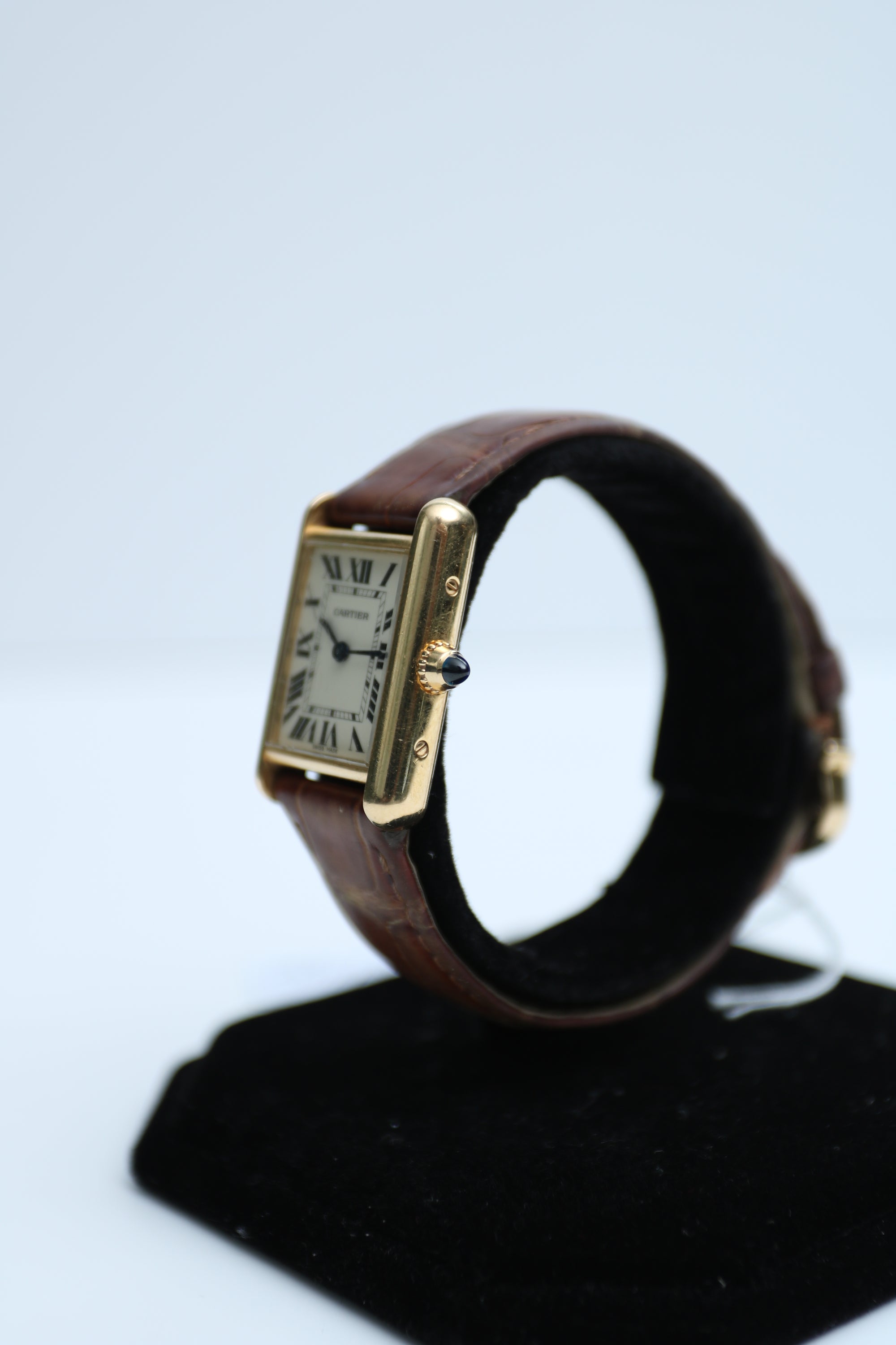 Cartier tank white Dial on brown leather 2442