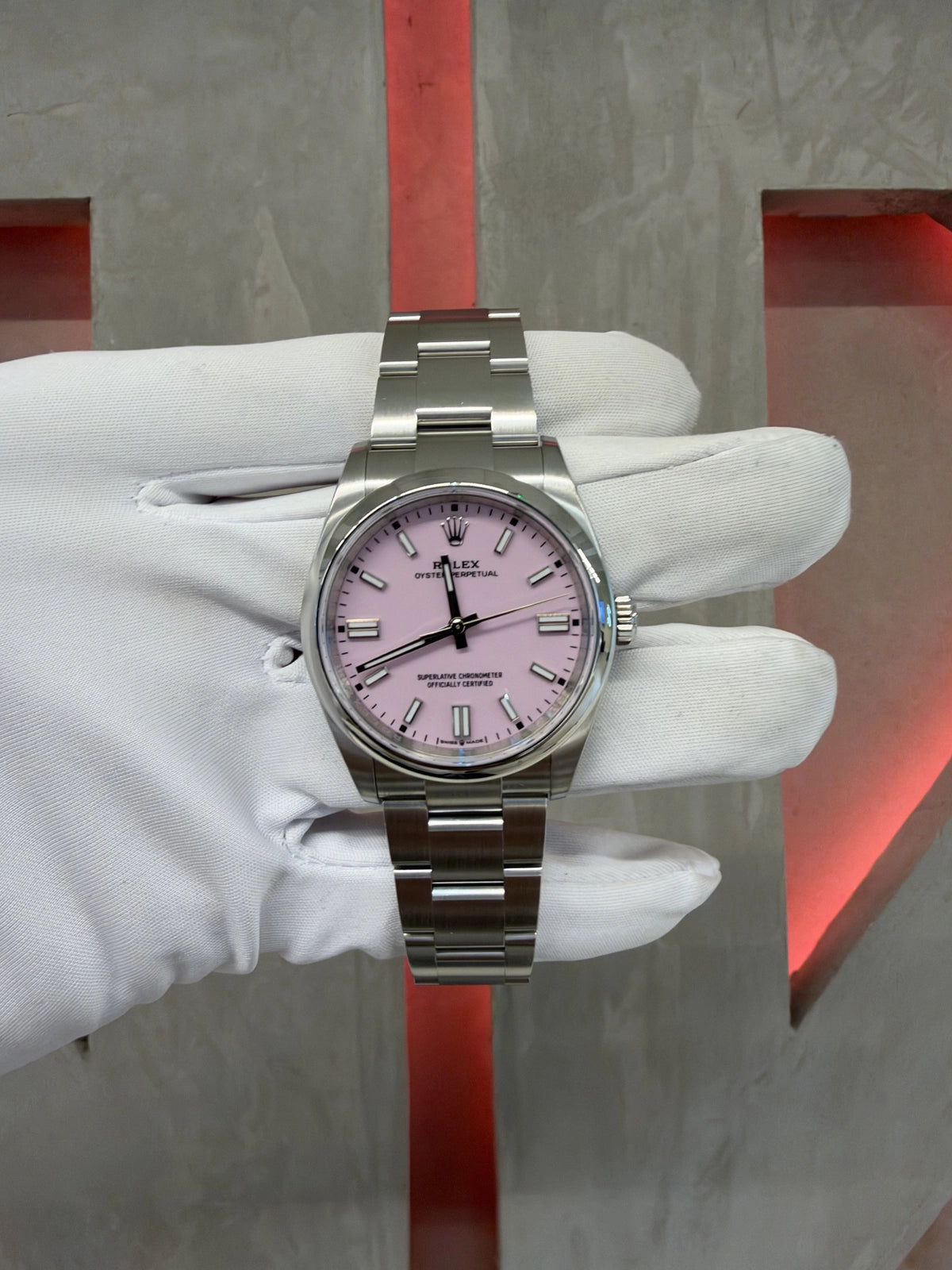 Rolex Oyster Perpetual 36 Candy Pink Index Dial on Oyster 126000 Complete