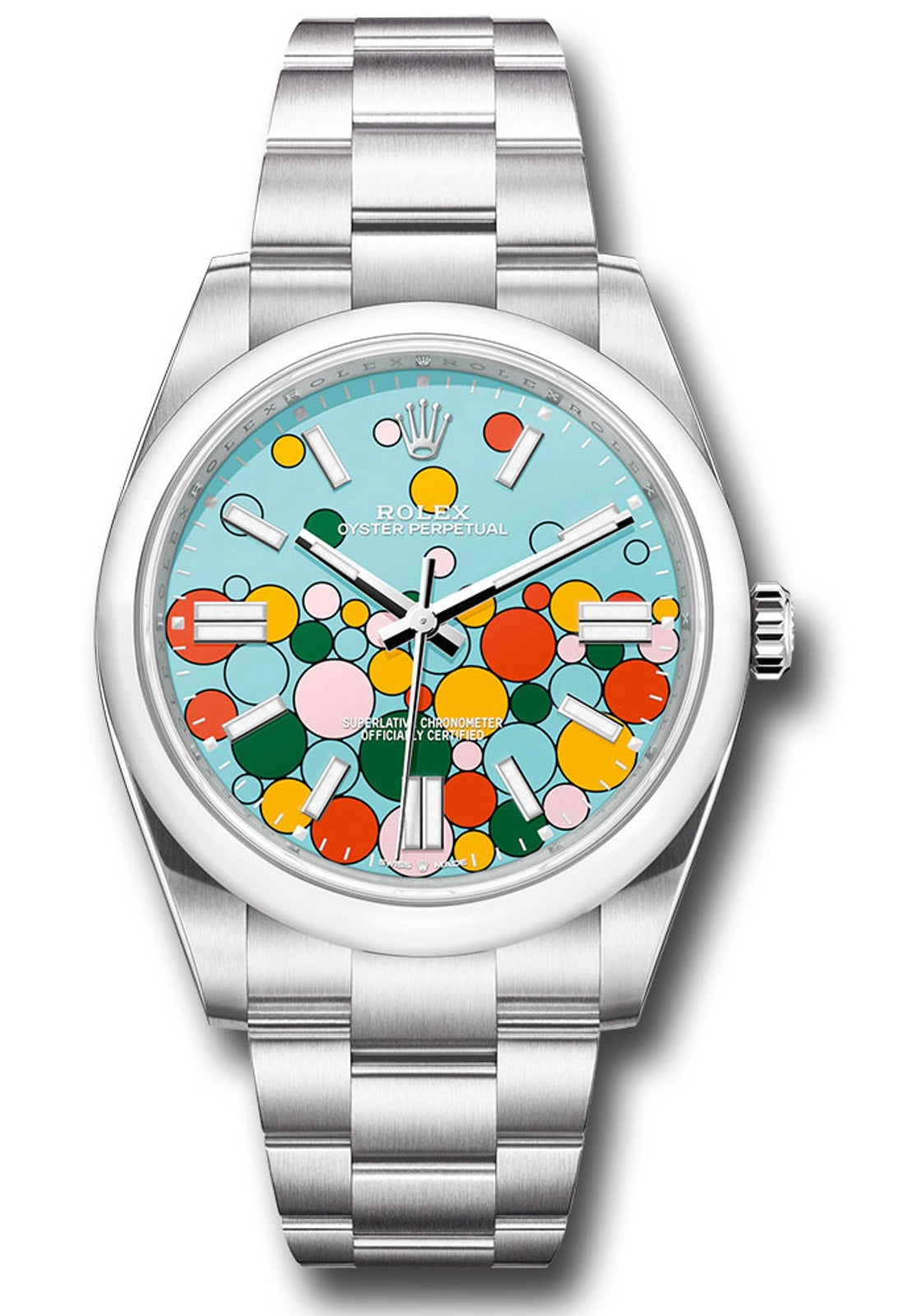 Rolex Oyster Perpetual 41 Turquoise Blue Index Dial on Oyster 124300 Complete