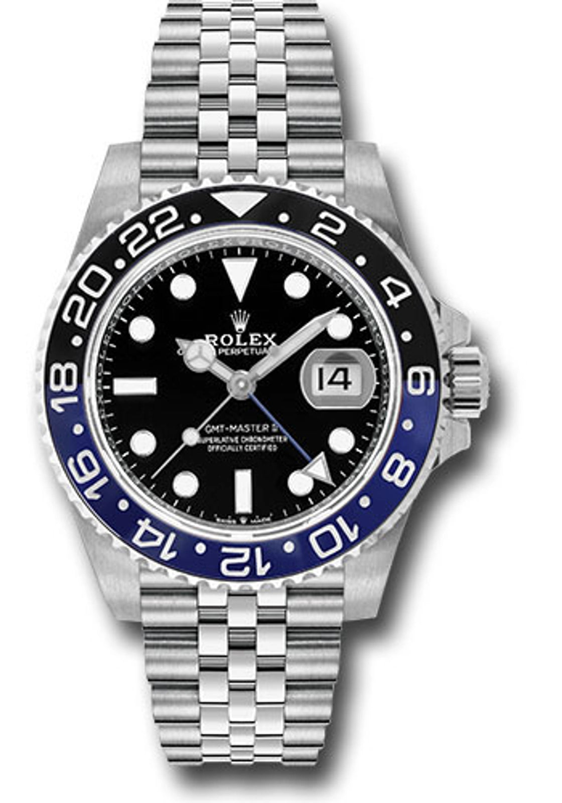 Rolex GMT-Master II Batgirl Black Dial on Jubilee 126710BLNR Card
