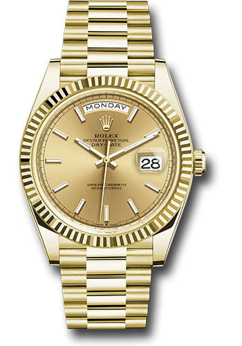 Rolex Day-Date 40 Champagne Index Dial on President 228238