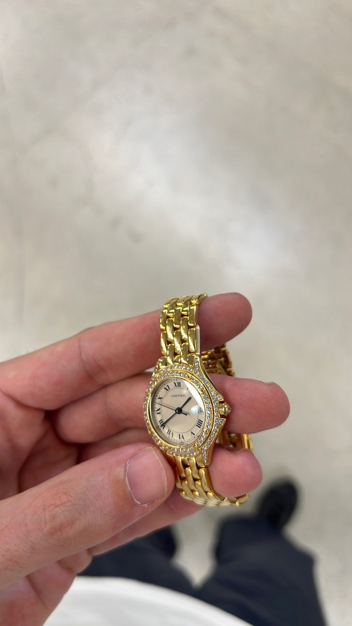 Cartier Panthere Coug White Dial on Gold/diamond 001334