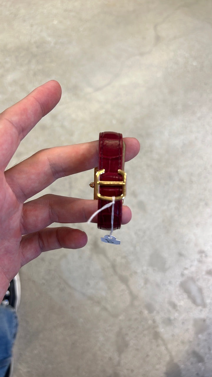 Cartier Tank White Dial on Red leather 3982
