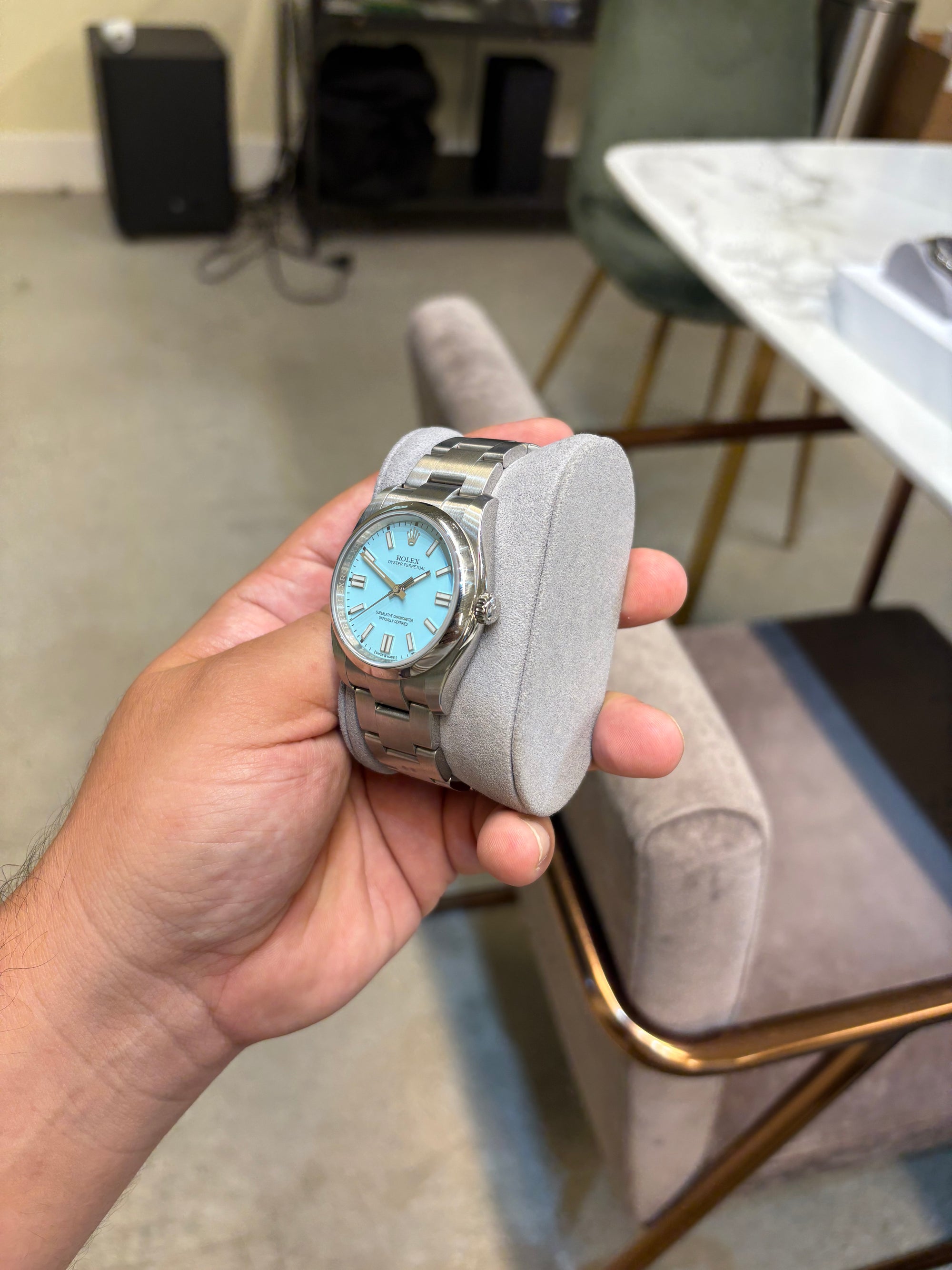 Rolex Oyster Perpetual Tiffany Blue Dial on Oyster 116000 Card