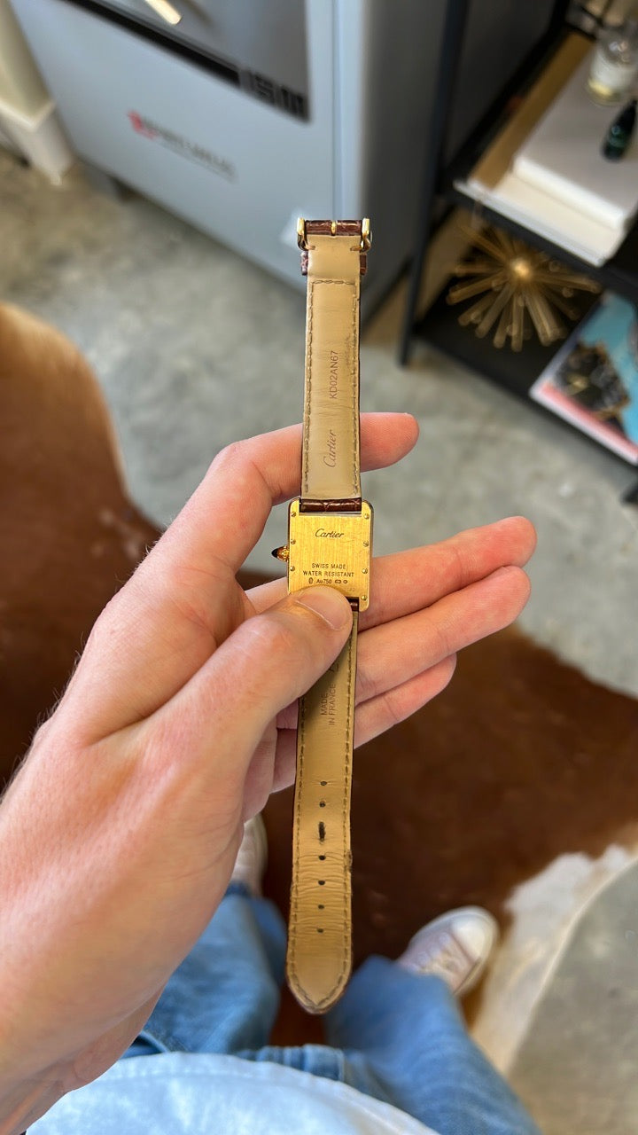 Cartier Tank White Dial on Brown Leather 2442