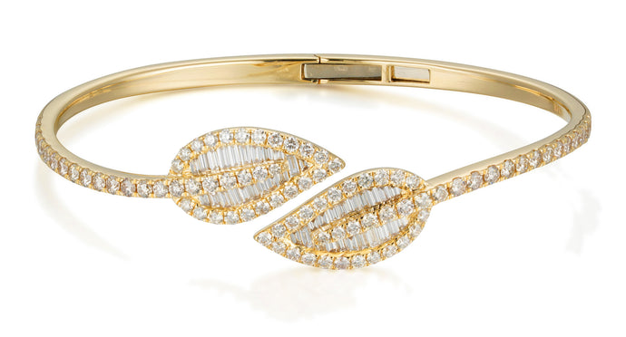 By Barnett Twin Leaves Diamond Bangle