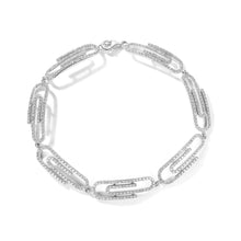 Load image into Gallery viewer, By Barnett White Gold Signature Diamond Paperclip Bracelet