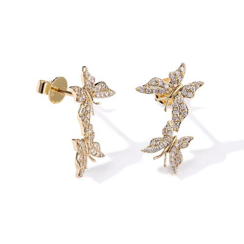 By Barnett Twin Butterfly Diamond Earrings