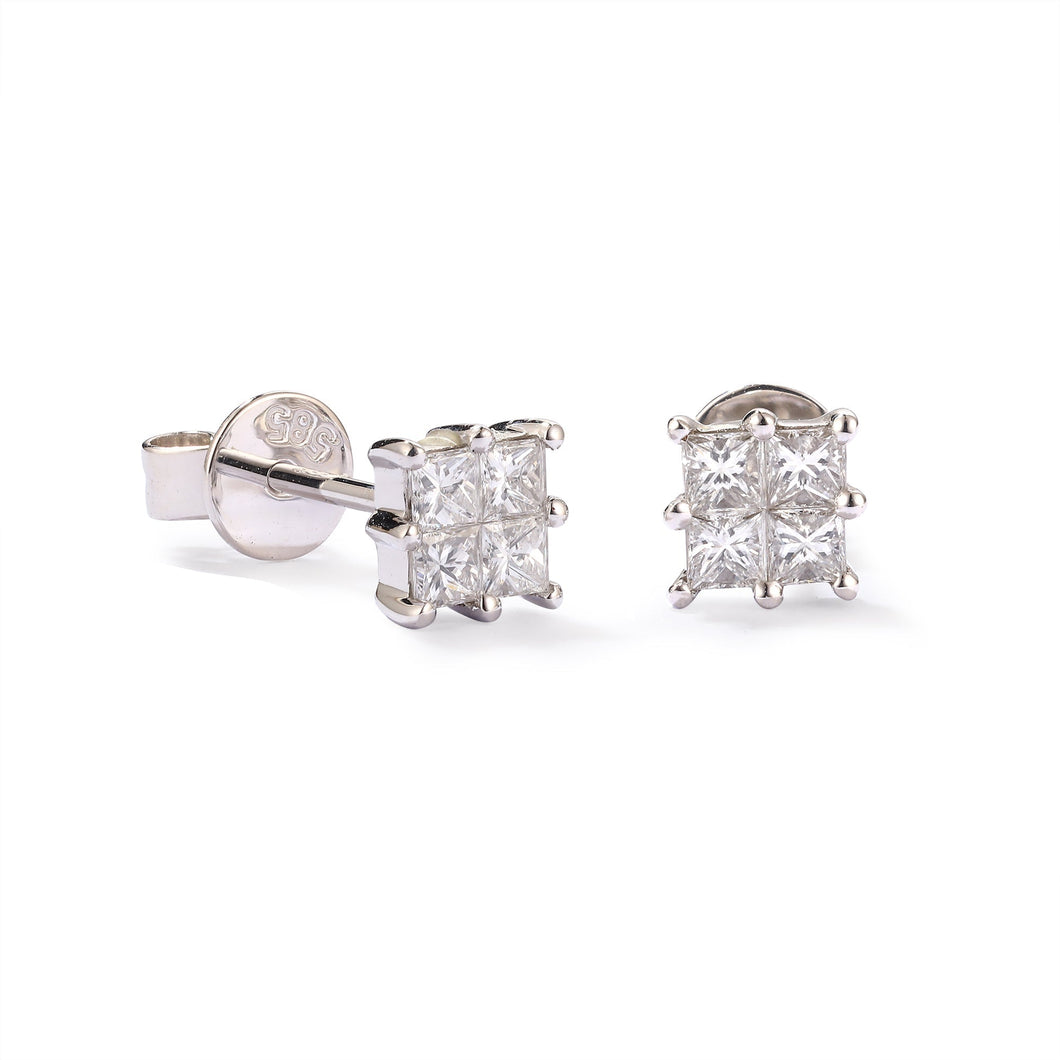 By Barnett Classic Princess Cut Diamond Earrings