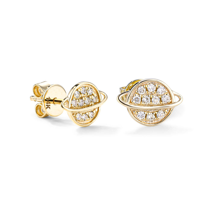 By Barnett Celestial Saturn Diamond Stud Earrings