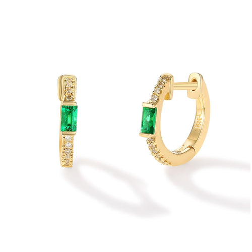 By Barnett Emerald Eye Huggie Earrings