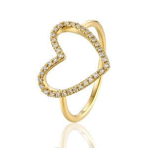 By Barnett Diamond Encrusted Heart Halo Ring