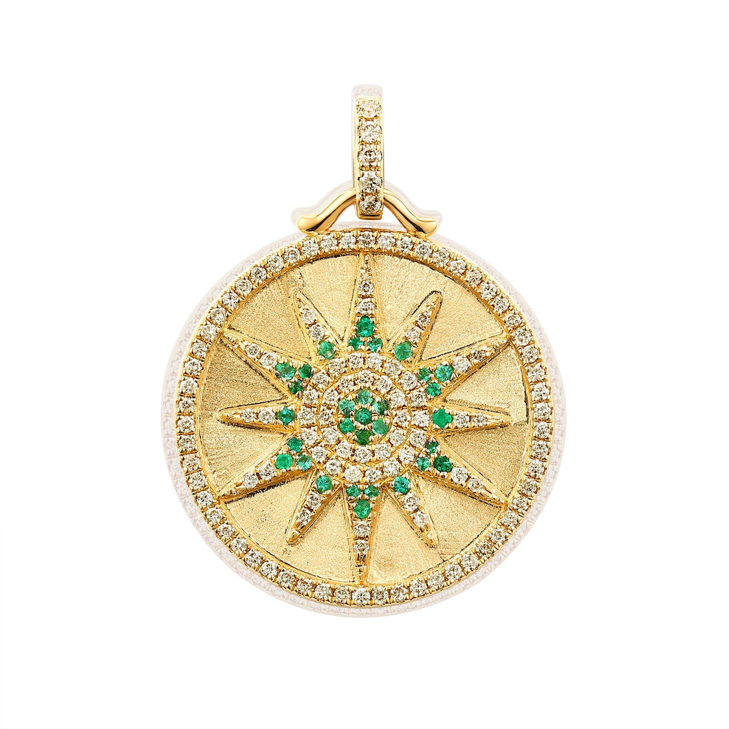 By Barnett Starburst Emerald Diamond Pendant