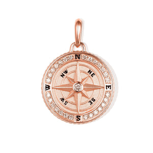 By Barnett Navigator's Diamond Compass Pendant in Rose Gold