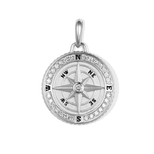 By Barnett Navigator's Diamond Compass Pendant in White Gold
