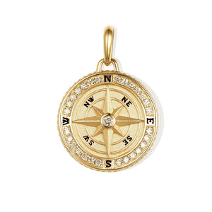 By Barnett Navigator's Diamond Compass Pendant in Yellow Gold