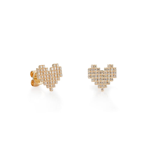 By Barnett Pixel Heart Diamond Earrings