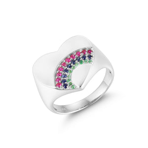 By Barnett Rainbow Heart Signet Ring