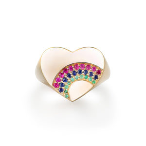 By Barnett Rainbow Heart Signet Ring