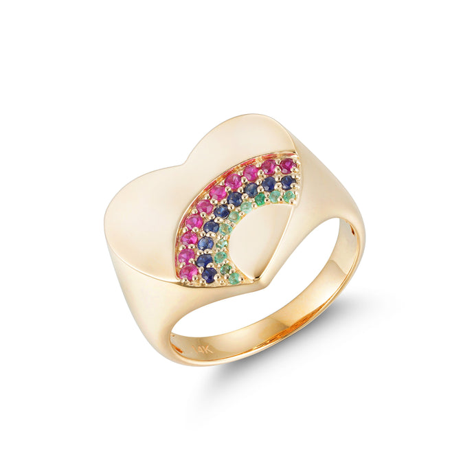 By Barnett Rainbow Heart Signet Ring