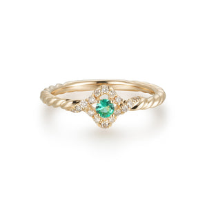 By Barnett Emerald Clover Diamond Ring